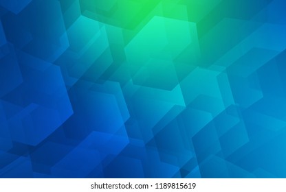 Light Blue, Green vector background with hexagons. Glitter abstract illustration in hexagonal style. Pattern for ads, leaflets.
