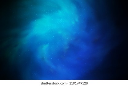 Light Blue, Green vector background with galaxy stars. Space stars on blurred abstract background with gradient. Pattern for futuristic ad, booklets.