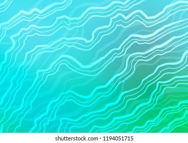 Light Blue, Green vector background with bent ribbons. A vague circumflex abstract illustration with gradient. A completely new marble design for your business.
