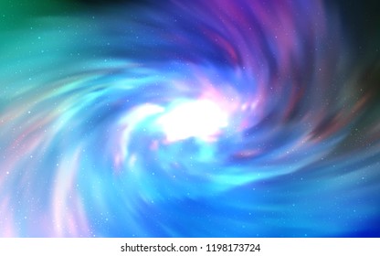 Light Blue, Green vector background with galaxy stars. Shining illustration with sky stars on abstract template. Smart design for your business advert.