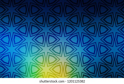 Light Blue, Green vector background with colored stars. Modern geometrical abstract illustration with stars. Pattern for wrapping gifts.