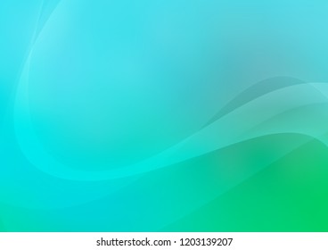 Light Blue, Green vector background with bent ribbons. Blurred geometric sample with gradient bubbles.  New composition for your brand book.