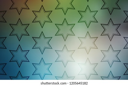 Light Blue, Green vector background with colored stars. Shining colored illustration with stars. Pattern for wrapping gifts.