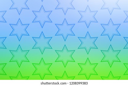 Light Blue, Green vector background with colored stars. Shining colored illustration with stars. Pattern for websites, landing pages.