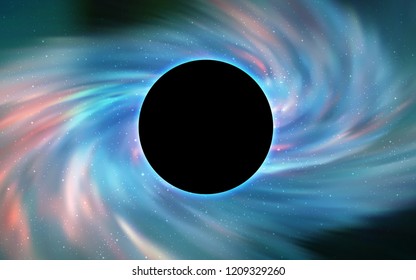 Light Blue, Green vector background with a black hole, sky. Gradient colorful illustration with a black hole, stars. Black Friday design for ads, commercials.