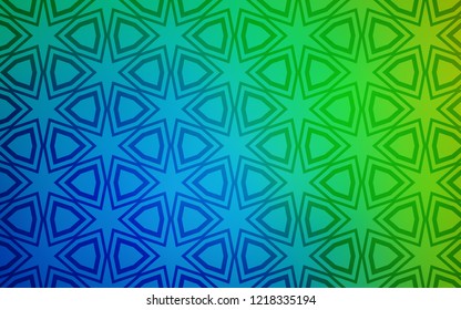 Light Blue, Green vector background with colored stars. Blurred decorative design in simple style with stars. Pattern for new year ad, booklets.