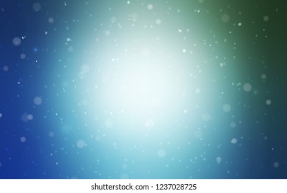 Light Blue, Green vector background with xmas snowflakes. Snow on blurred abstract background with gradient. The pattern can be used for year new  websites.
