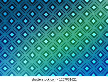 Light Blue, Green vector background with lines, rhombuses. Shining colorful illustration with lines, rectangles. Pattern for ads, posters, banners.