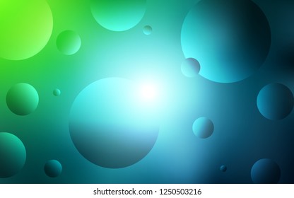 Light Blue, Green vector background with bubbles. Blurred bubbles on abstract background with colorful gradient. New design for ad, poster, banner of your website.