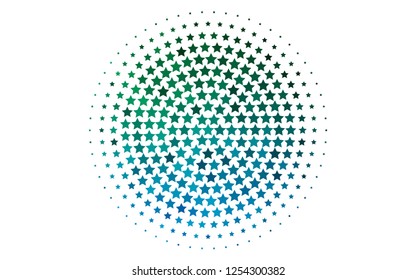 Light Blue, Green vector background with colored stars. Glitter abstract illustration with colored stars. The template can be used as a background.