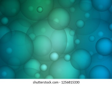 Light Blue, Green vector background with bubbles. Abstract illustration with colored bubbles in nature style. New design for ad, poster, banner of your website.