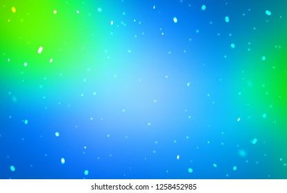 Light Blue, Green vector background with xmas snowflakes. Colorful snowflakes with gradient on abstract background. New year design for poster, banner.