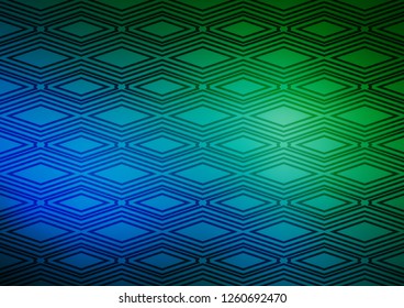 Light Blue, Green vector background with lines, rhombuses. Colorful illustration with lines, cubes on abstract template. Smart design for your business advert.
