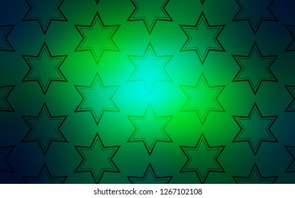 Light Blue, Green vector background with colored stars. Decorative illustration with stars on abstract template. Template for sell phone backgrounds.