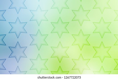Light Blue, Green vector background with colored stars. Decorative illustration with stars on abstract template. Template for sell phone backgrounds.