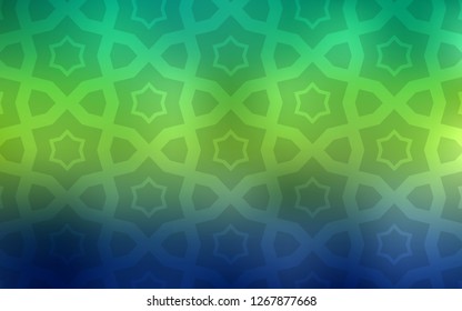 Light Blue, Green vector background with colored stars. Blurred decorative design in simple style with stars. Pattern for new year ad, booklets.