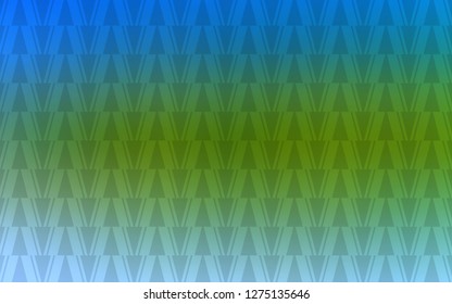 Light Blue, Green vector background with triangles, lines. Triangles on abstract background with colorful gradient. Best design for poster, banner.