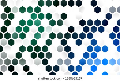 Light Blue, Green vector background with hexagons. Abstract illustration with colorful hexagons. Pattern for texture of wallpapers.