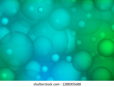 Light Blue, Green vector background with dots. Blurred bubbles on abstract background with colorful gradient. New design for ad, poster, banner of your website.