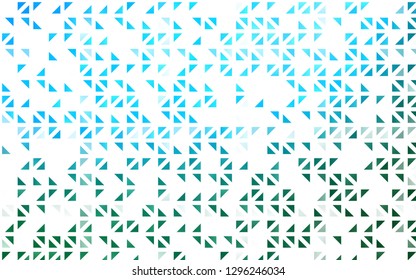 Light Blue, Green vector background with triangles. Triangles on abstract background with colorful gradient. Best design for your ad, poster, banner.