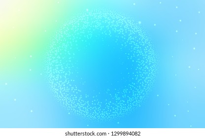 Light Blue, Green vector background with galaxy stars. Space stars on blurred abstract background with gradient. Pattern for astronomy websites.