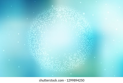 Light Blue, Green vector background with galaxy stars. Modern abstract illustration with Big Dipper stars. Pattern for futuristic ad, booklets.
