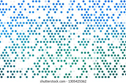 Light Blue, Green vector background with hexagons. White background with colorful hexagons. Pattern for texture of wallpapers.