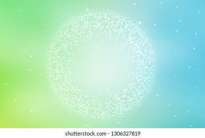 Light Blue, Green vector background with astronomical stars. Shining colored illustration with bright astronomical stars. Pattern for futuristic ad, booklets.