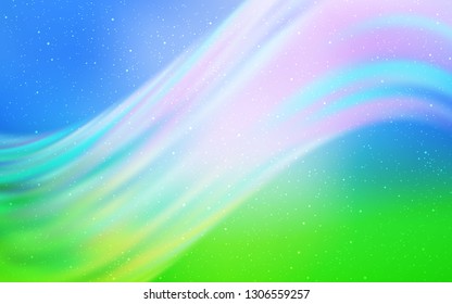 Light Blue, Green vector background with astronomical stars. Shining colored illustration with bright astronomical stars. Pattern for futuristic ad, booklets.