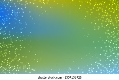 Light Blue, Green vector background with galaxy stars. Shining illustration with sky stars on abstract template. Best design for your ad, poster, banner.