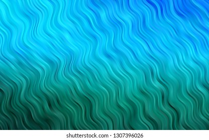 Light Blue, Green vector background with bent lines. Colorful abstract illustration with gradient lines. The elegant pattern for brand book.