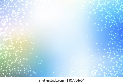 Light Blue, Green vector background with astronomical stars. Shining illustration with sky stars on abstract template. Pattern for astrology websites.