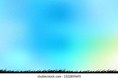 Light Blue, Green vector background with astronomical stars. Shining illustration with sky stars on abstract template. Pattern for astronomy websites.