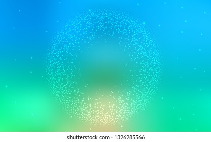 Light Blue, Green vector background with astronomical stars. Shining illustration with sky stars on abstract template. Smart design for your business advert.