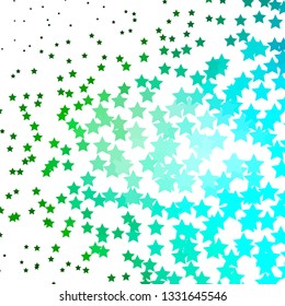 Light Blue, Green vector background with colorful stars. Colorful illustration in abstract style with gradient stars. Design for your business promotion.