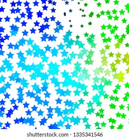 Light Blue, Green vector background with colorful stars. Shining colorful illustration with small and big stars. Pattern for websites, landing pages.