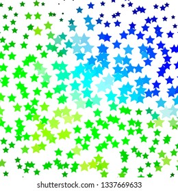 Light Blue, Green vector background with colorful stars. Colorful illustration in abstract style with gradient stars. Pattern for wrapping gifts.