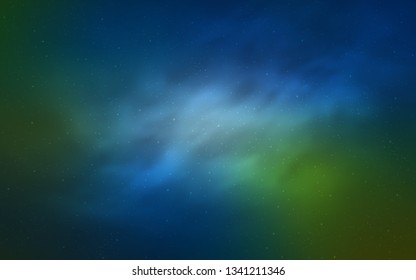 Light Blue, Green vector background with astronomical stars. Glitter abstract illustration with colorful cosmic stars. Best design for your ad, poster, banner.