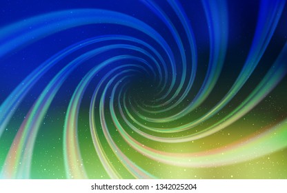 Light Blue, Green vector background with galaxy stars. Blurred decorative design in simple style with galaxy stars. Pattern for astrology websites.