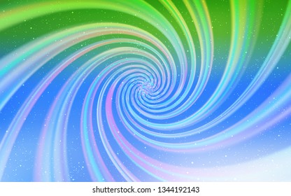 Light Blue, Green vector background with galaxy stars. Shining illustration with sky stars on abstract template. Pattern for futuristic ad, booklets.