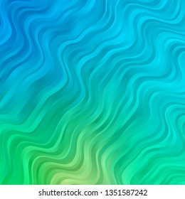 Light Blue, Green vector background with bent lines. Abstract illustration with gradient bows. Template for cellphones.