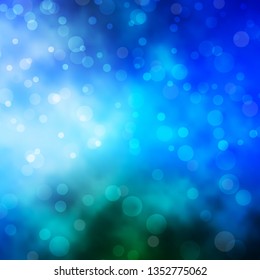 Light Blue, Green vector background with circles. Abstract colorful disks on simple gradient background. New template for your brand book.