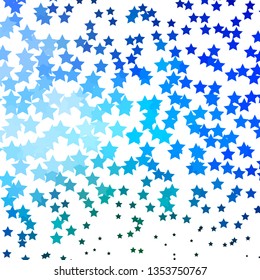 Light Blue, Green vector background with colorful stars. Blur decorative design in simple style with stars. Pattern for websites, landing pages.