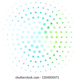 Light Blue, Green vector background with small and big stars. Colorful illustration with abstract gradient stars. Pattern for wrapping gifts.