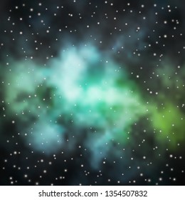 Light Blue, Green vector background with small and big stars. Colorful illustration in abstract style with gradient stars. Best design for your ad, poster, banner.