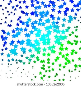 Light Blue, Green vector background with small and big stars. Modern geometric abstract illustration with stars. Pattern for websites, landing pages.
