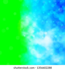 Light Blue, Green vector background with circles. Colorful illustration with gradient dots in nature style. Pattern for booklets, leaflets.