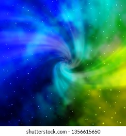 Light Blue, Green vector background with colorful stars. Colorful illustration with abstract gradient stars. Best design for your ad, poster, banner.