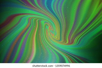 Light Blue, Green vector background with astronomical stars. Blurred decorative design in simple style with galaxy stars. Pattern for futuristic ad, booklets.