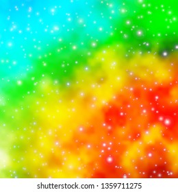 Light Blue, Green vector background with colorful stars. Colorful illustration in abstract style with gradient stars. Design for your business promotion.